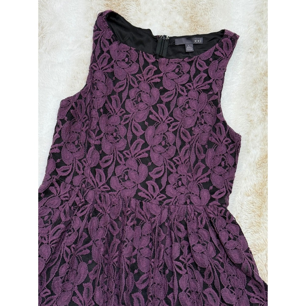 XXI Dress Womens Large Purple Lace Sleeveless Fit & Flare Witchy Whimsigoth - Picture 2 of 8